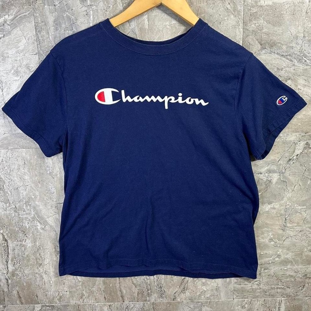 Navy blue Champion cotton t-shirt Woman's‎ XL